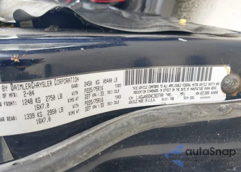 2004 Jeep Grand Cherokee Laredo из США, поврежденный, VIN 1J4GW48S94C363700